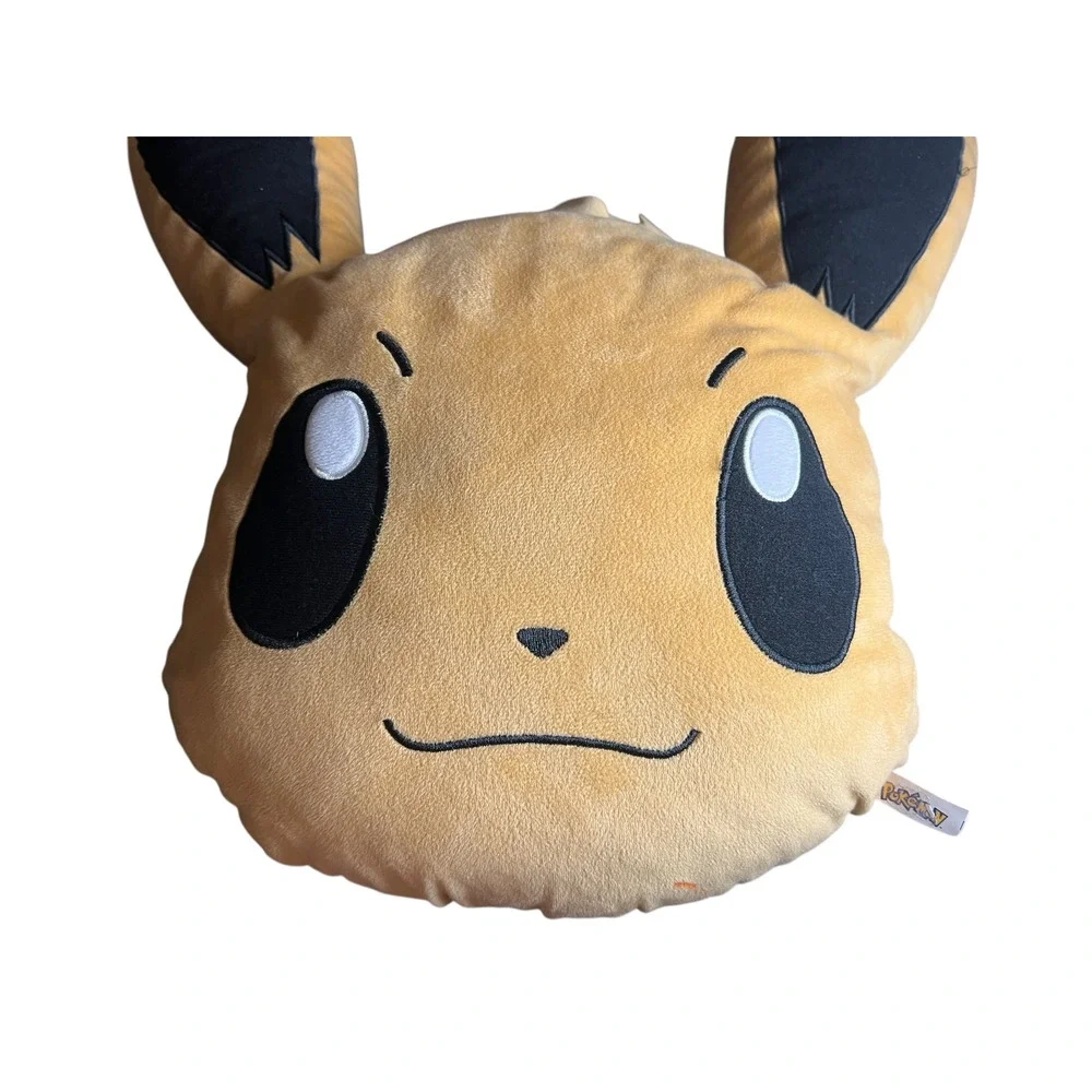 Pokemon Eevee Plush Pillow Tan Black Character Head Decorative Soft Toy 2021